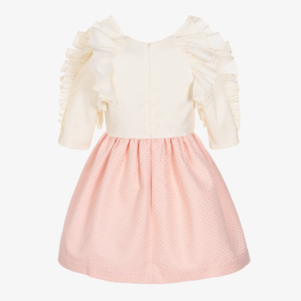 Jessie and James London-Кремово-розовое жаккардовое платье | Childrensalon Outlet