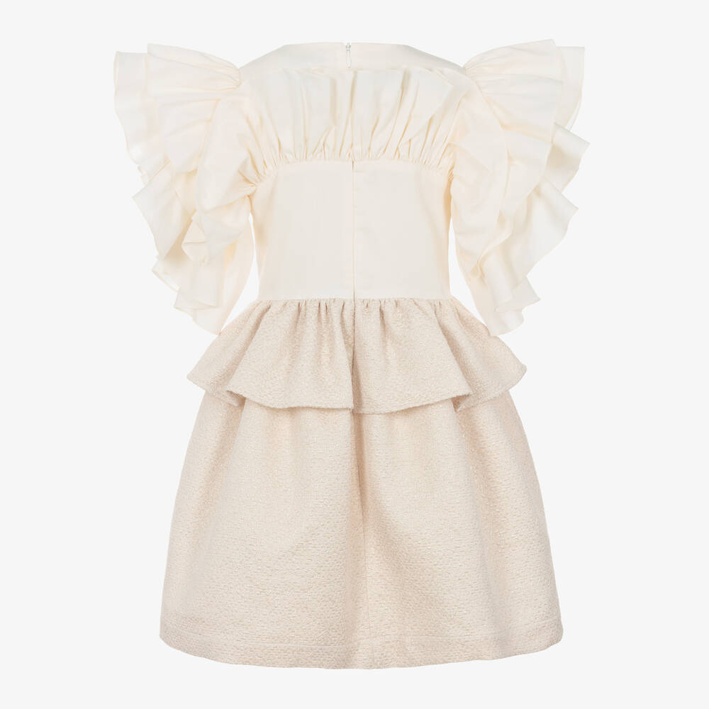 Jessie and James London-Girls Ivory & Pink Ruffle Dress | Childrensalon Outlet