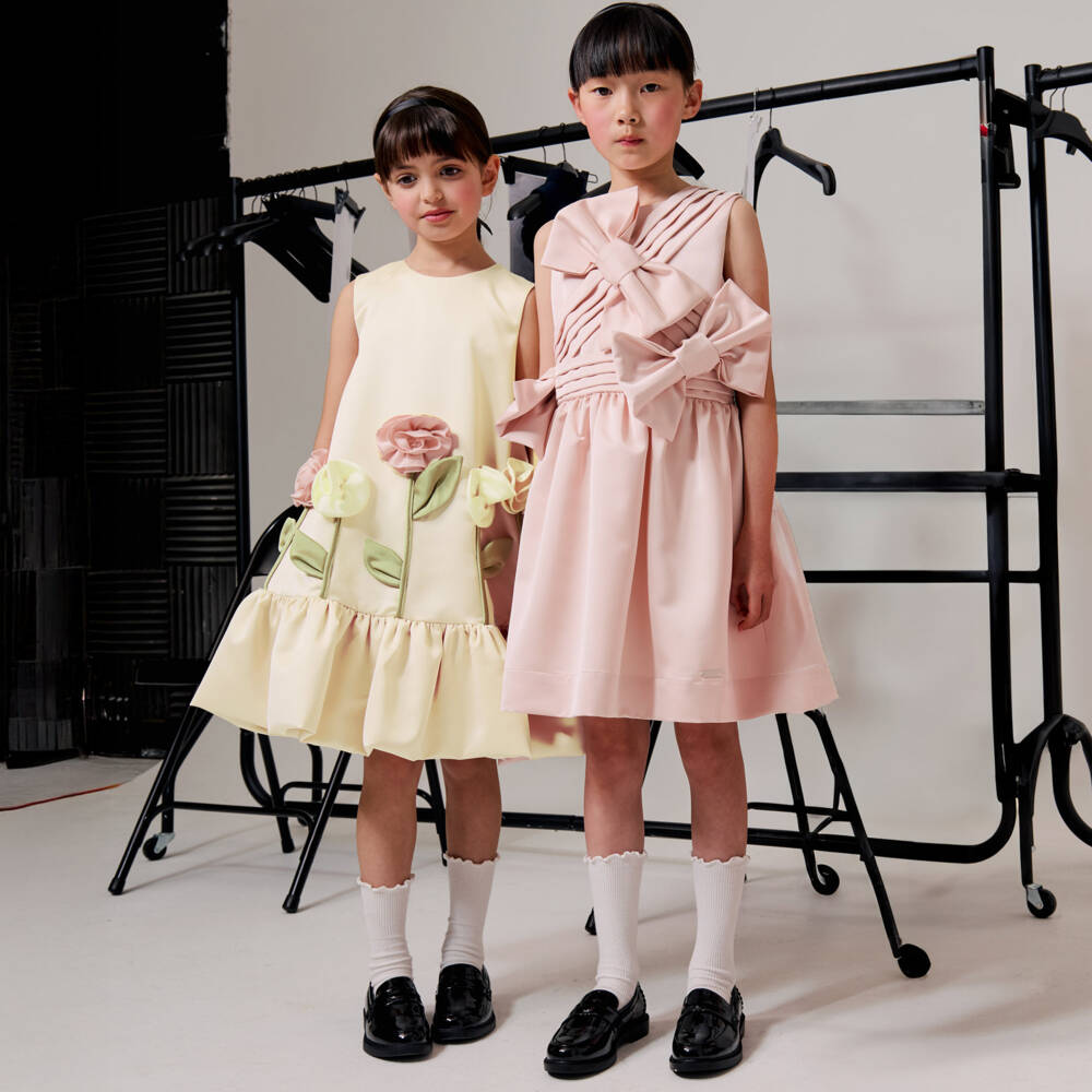 Jessie and James London-Платье из кремового атласа с цветами для девочек | Childrensalon Outlet