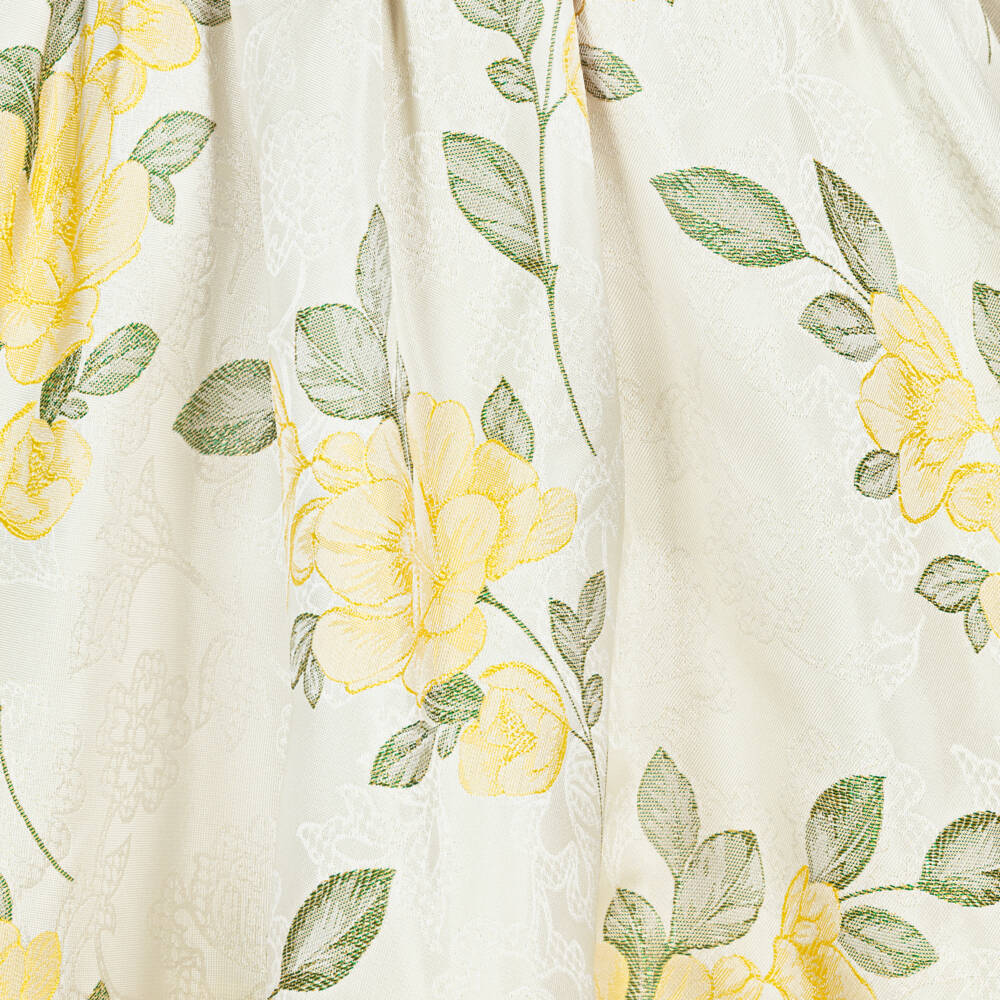 Jessie and James London-Girls Ivory & Yellow Floral Jacquard Dress | Childrensalon Outlet