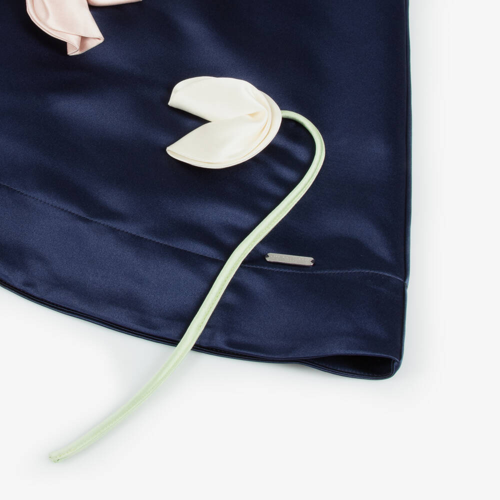 Jessie and James London-Girls Midnight Satin Floral Gown | Childrensalon Outlet