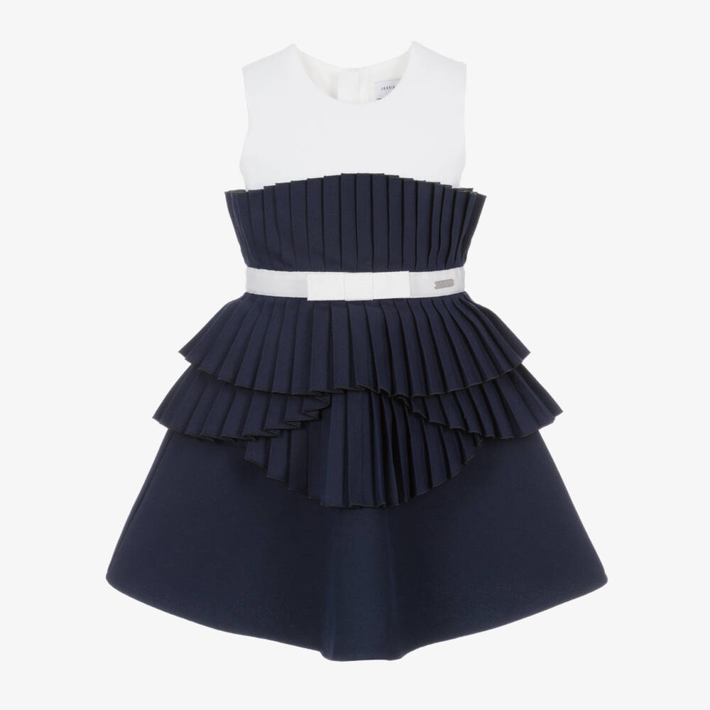 Jessie and James London-Girls Navy and Ivory Dress | Childrensalon Outlet