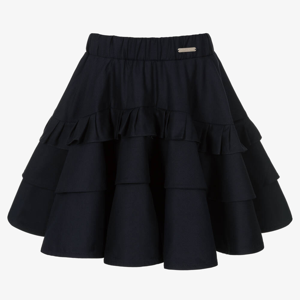 Jessie and James London - Girls Navy Blue Cotton Skirt | Childrensalon