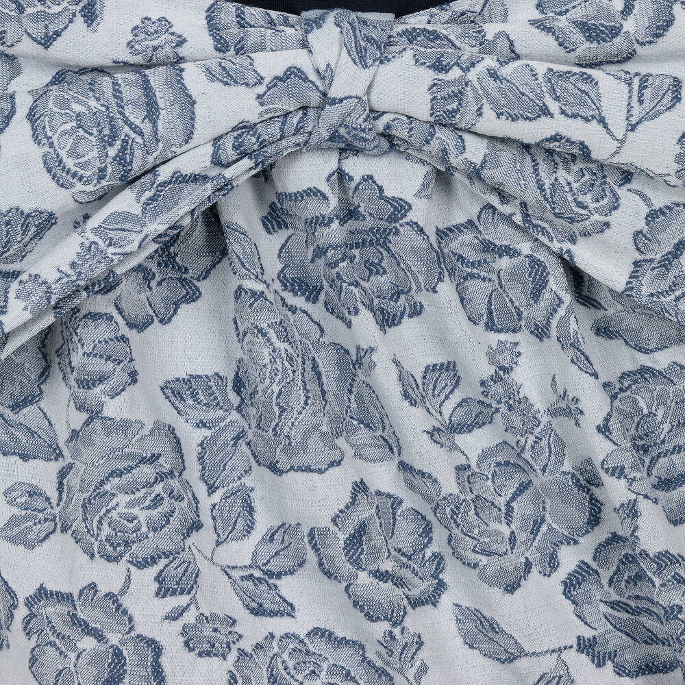 Jessie and James London-Синее жаккардовое платье с цветами | Childrensalon Outlet