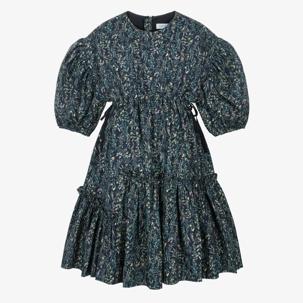 Jessie and James London-Girls Navy Blue Floral Print Cotton Dress | Childrensalon Outlet