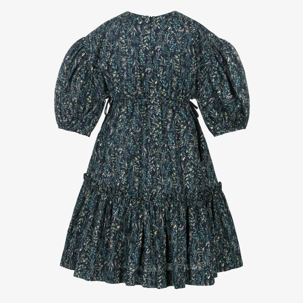 Jessie and James London-فستان قطن بنقشة ورود لون كحلي | Childrensalon Outlet