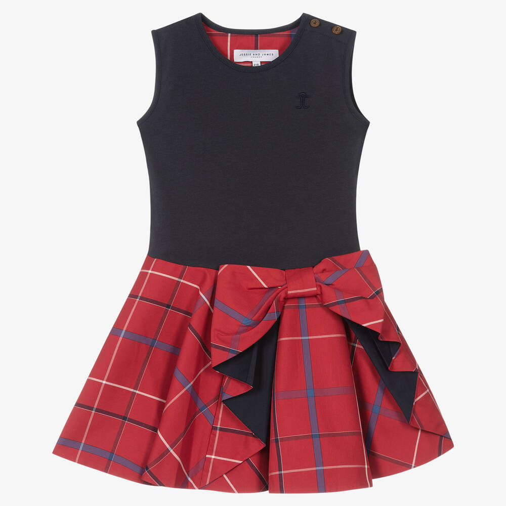 Jessie and James London - Girls Navy Blue & Red Dress | Childrensalon