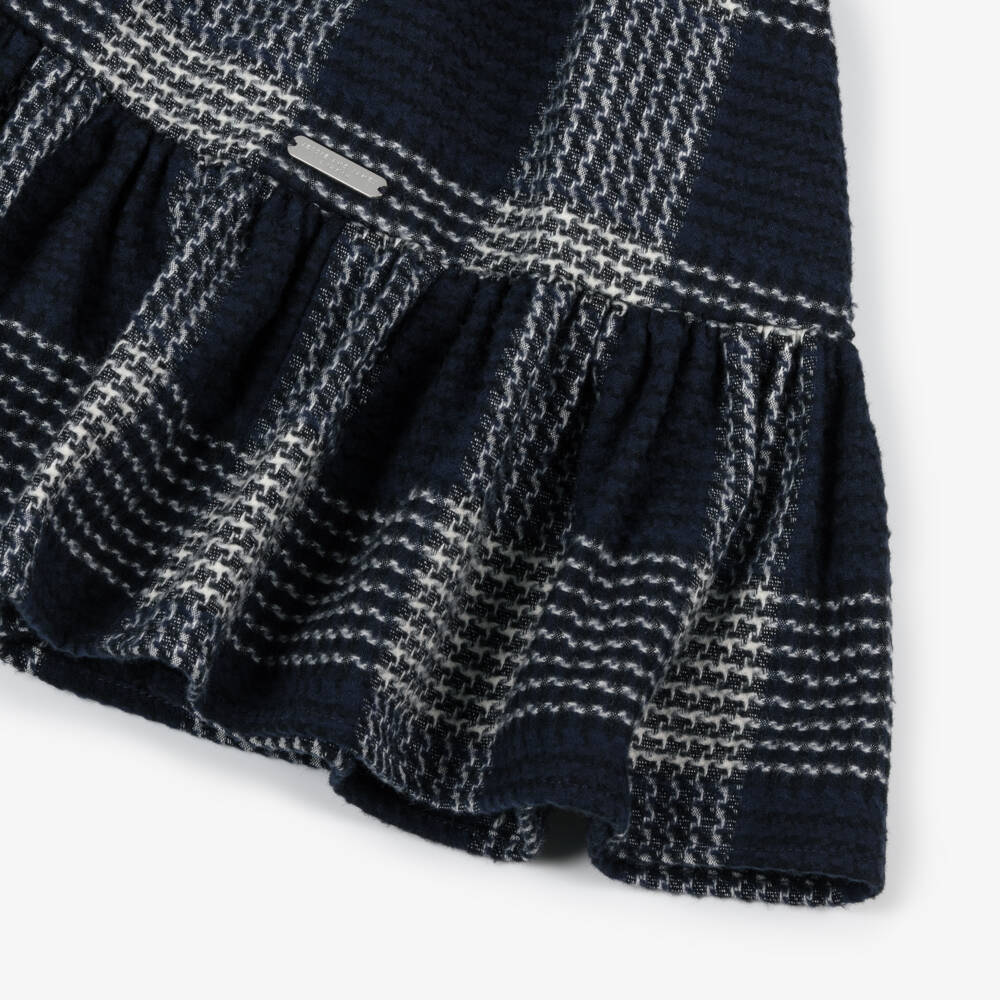 Jessie and James London-Girls Navy Blue & White Checked Cotton Dress | Childrensalon Outlet