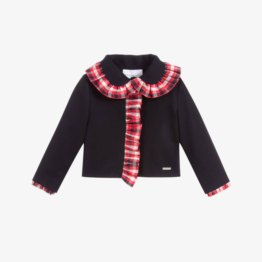 Jessie and James London-جاكيت مزيج صوف وكشمير لون كحلي للبنات | Childrensalon Outlet
