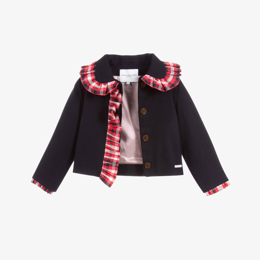 Jessie and James London-Girls Navy Blue Wool Jacket | Childrensalon Outlet