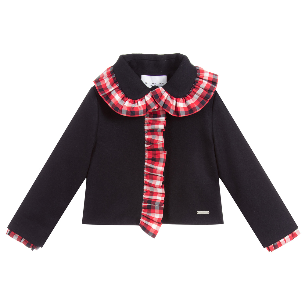 Jessie and James London - Girls Navy Blue Wool Jacket | Childrensalon