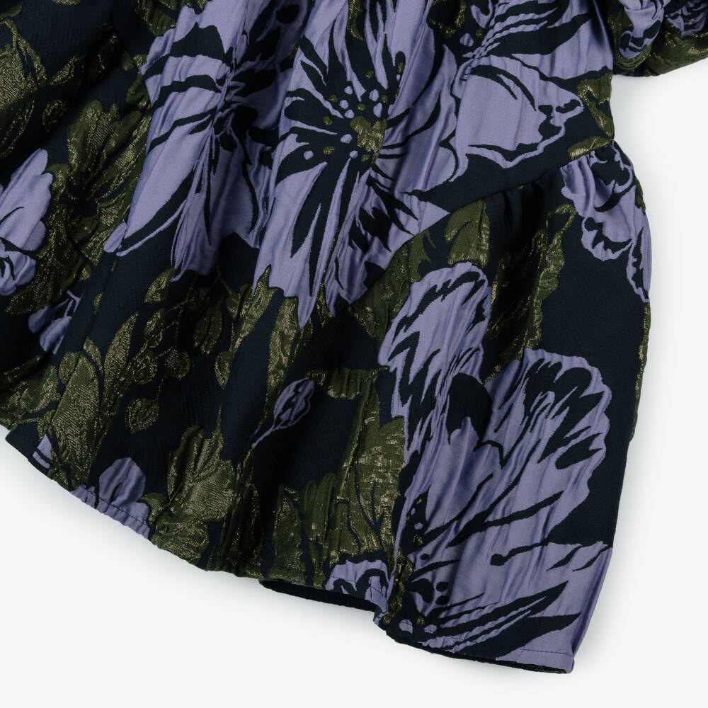 Jessie and James London-Girls Navy Floral Jacquard Dress | Childrensalon Outlet