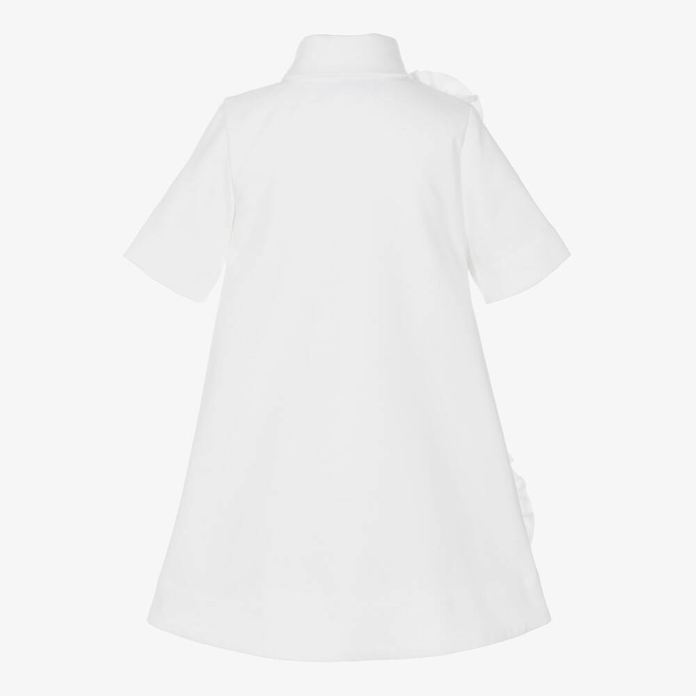 Jessie and James London-Girls Off-White Shirt Dress with 3D Floral Appliqués | Childrensalon Outlet