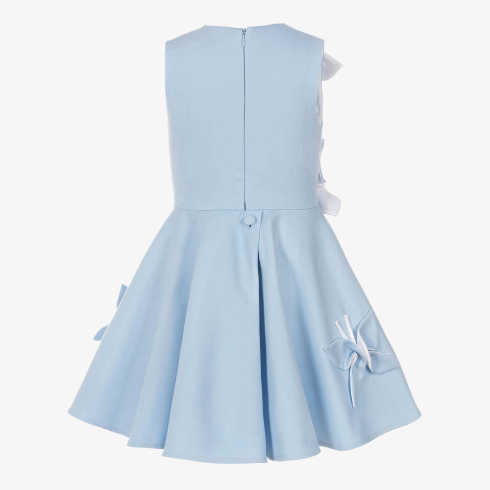 Jessie and James London-Girls Pale Blue Dress with 3D Butterfly Appliqués | Childrensalon Outlet