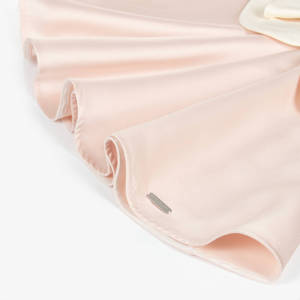 Jessie and James London-Girls Pale Pink Satin Dress with Statement Floral Appliqué | Childrensalon Outlet