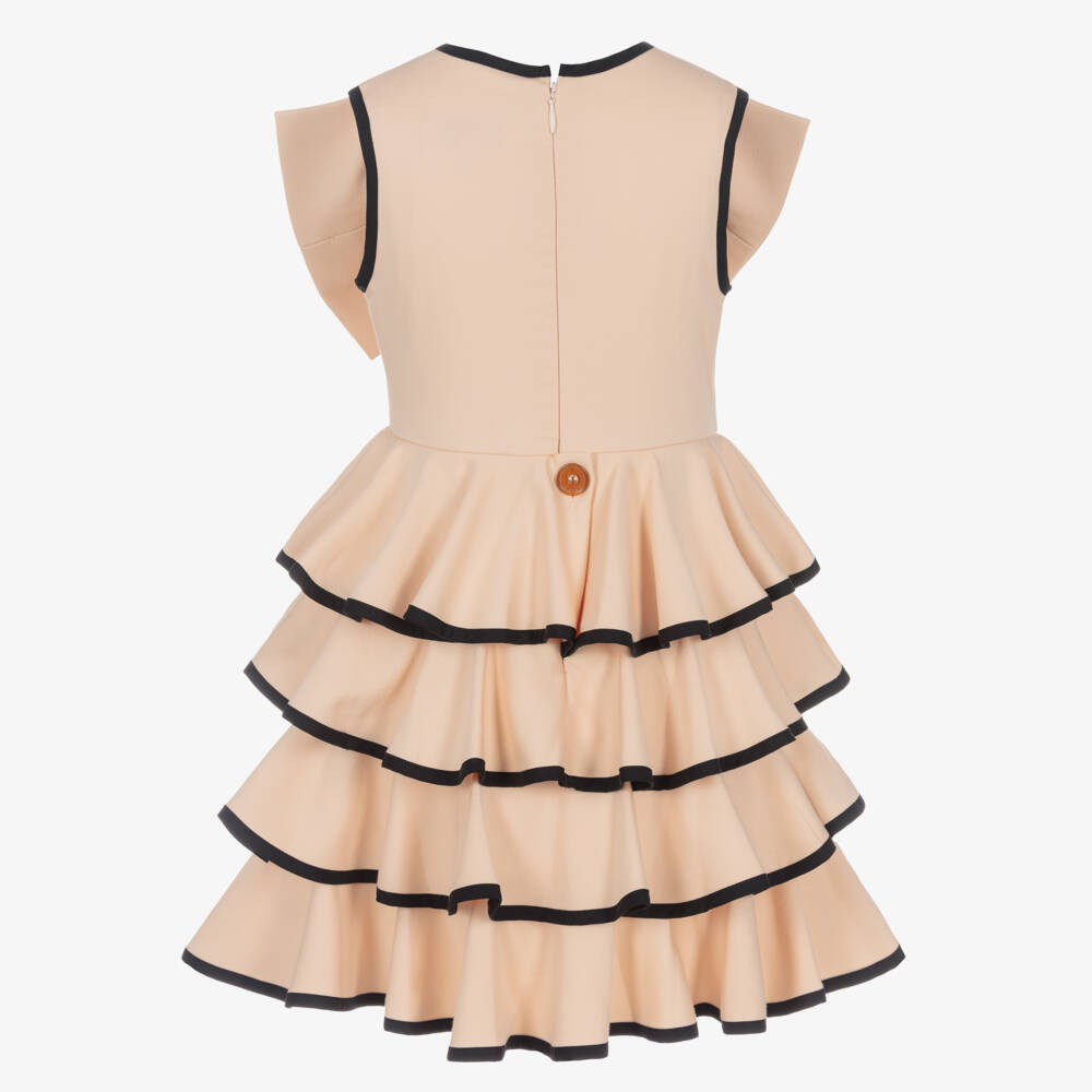 Jessie and James London-فستان مزين بطبقات وفيونكة لون زهري خوحي | Childrensalon Outlet