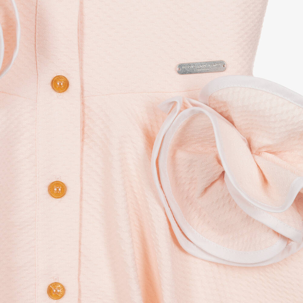 Jessie and James London 3D フラワー シャツドレス Jessie and James London - Girls Pink 3D Flower Cotton Dress