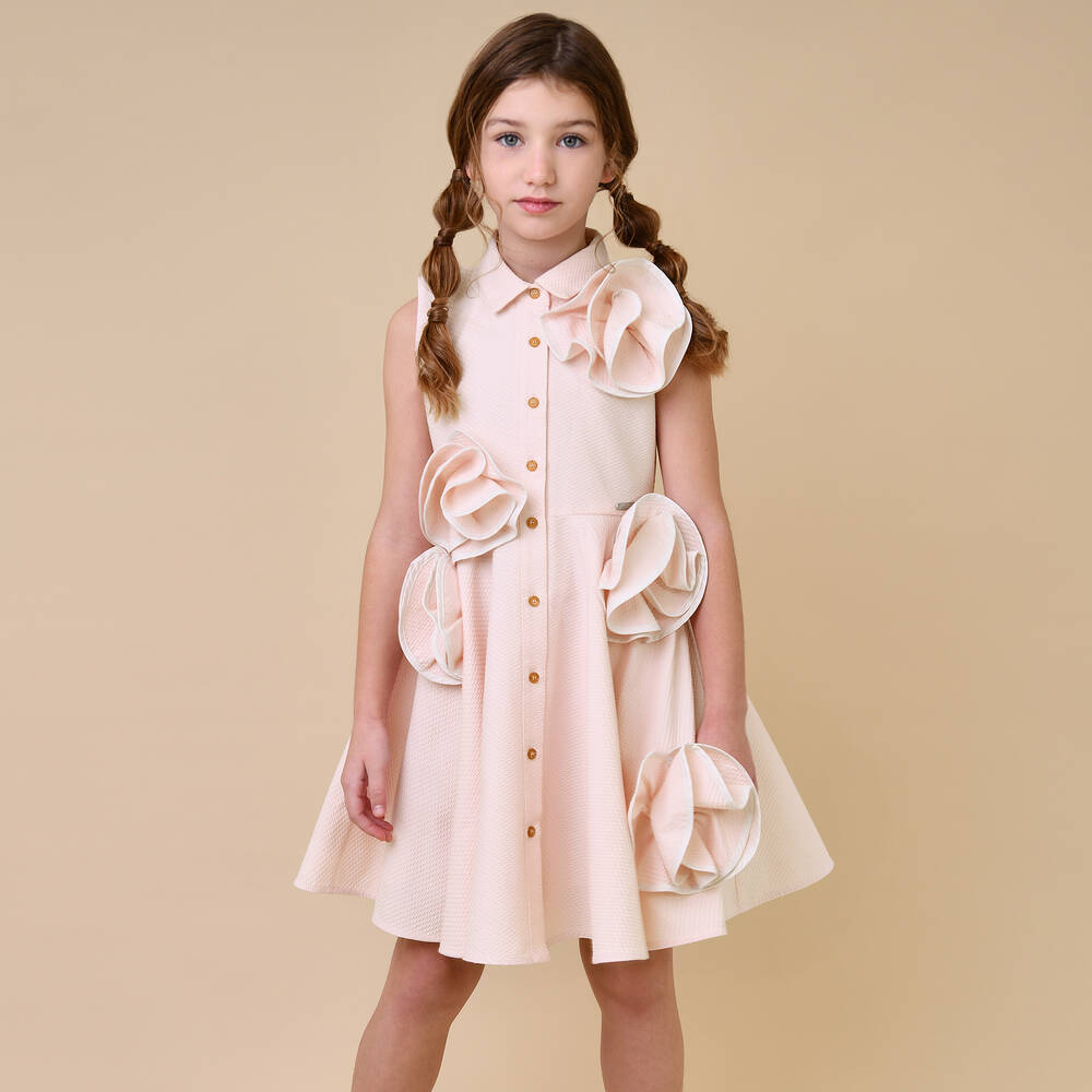 大人もOK! Jessie and James London★Pink 上品ドレス★12-14Y Jessie and James London - Girls Pink 3D Flower Cotton Dress