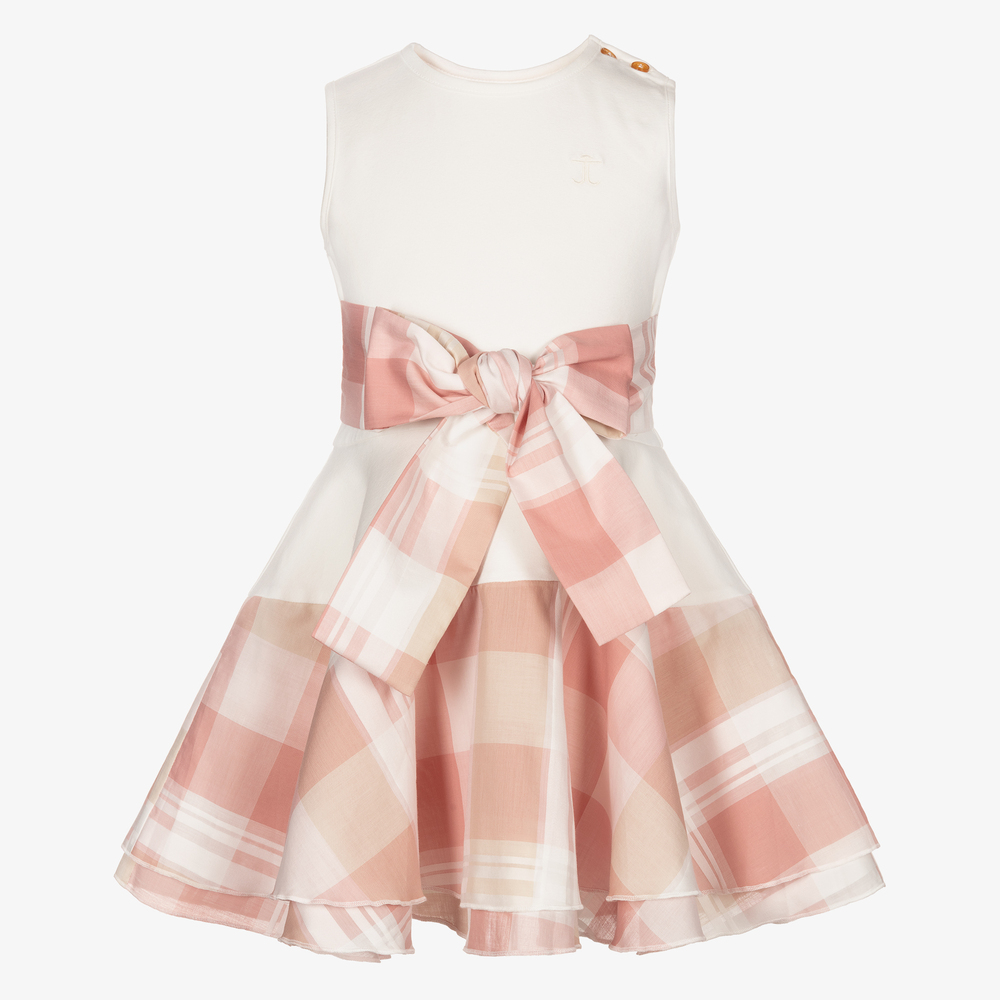 Jessie and James London - Girls Pink Check Circle Dress | Childrensalon