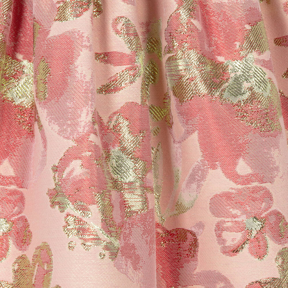 Jessie and James London-Girls Pink Cotton Floral Jacquard Dress | Childrensalon Outlet