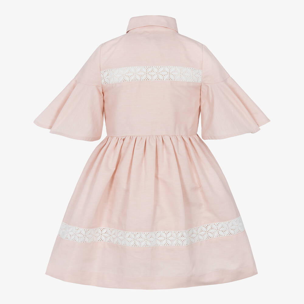 Jessie and James London-Girls Pink Cotton Lace Trim Dress | Childrensalon Outlet