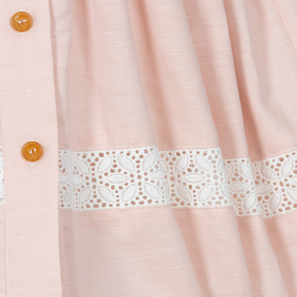 Jessie and James London-Girls Pink Cotton Lace Trim Dress | Childrensalon Outlet