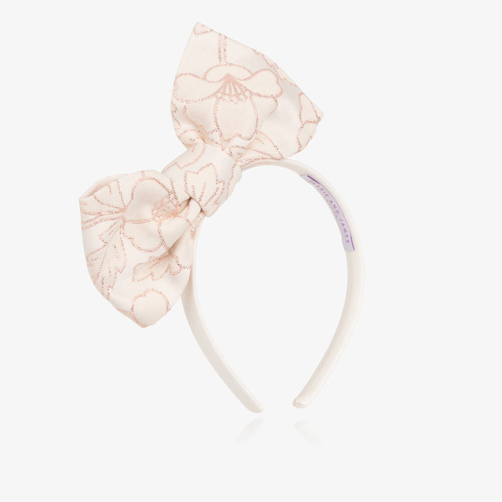 Jessie and James London-Girls Pink Floral Jacquard Hairband | Childrensalon Outlet