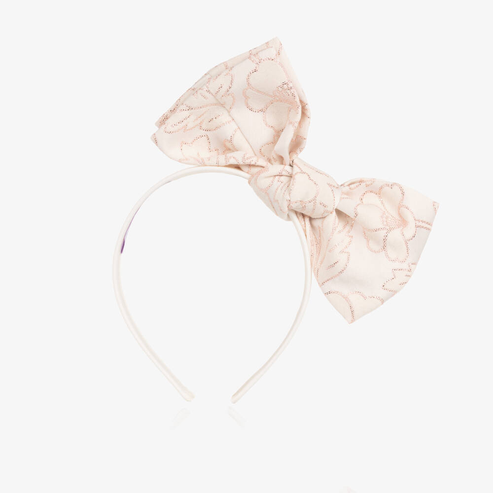 Jessie and James London-Girls Pink Floral Jacquard Hairband | Childrensalon Outlet