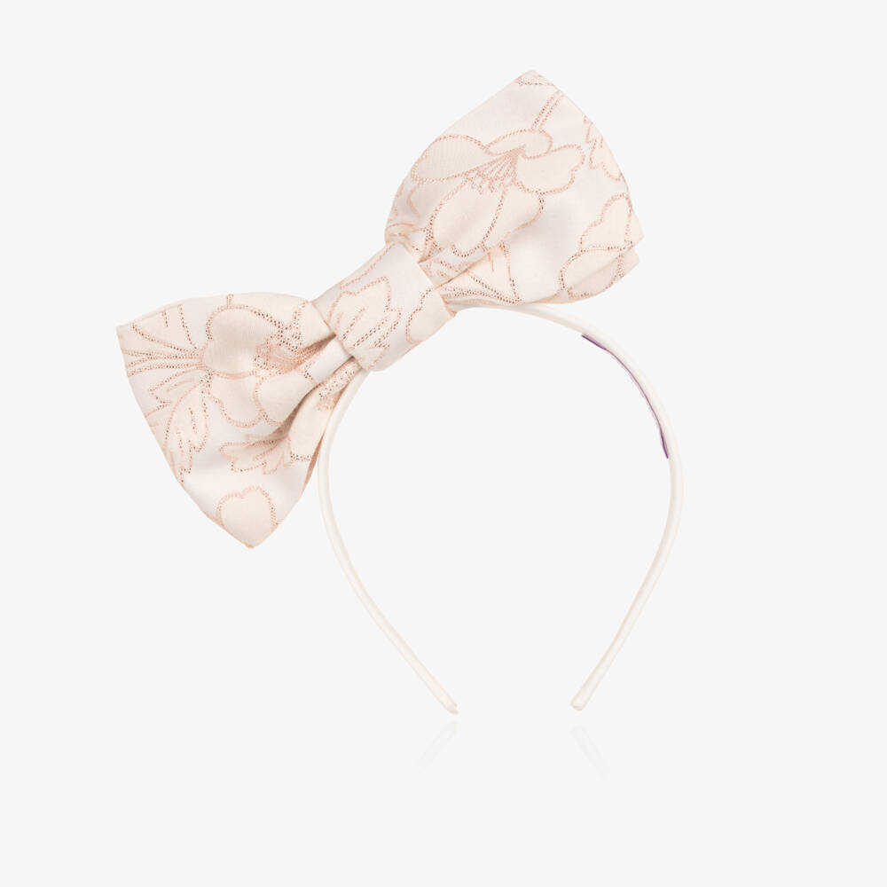 Jessie and James London-Girls Pink Floral Jacquard Hairband | Childrensalon Outlet