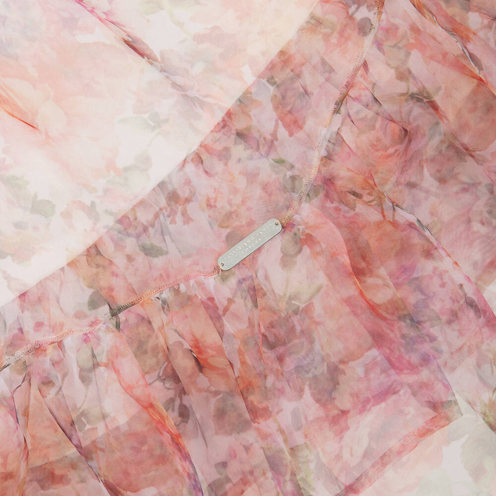 Jessie and James London-Girls Pink Floral Organza Ruffle Dress | Childrensalon Outlet