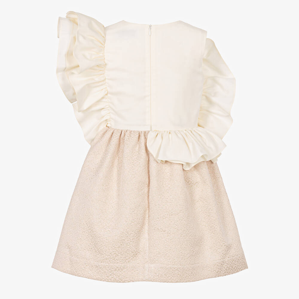 Jessie and James London-Girls Pink & Ivory Jacquard Ruffle Dress | Childrensalon Outlet