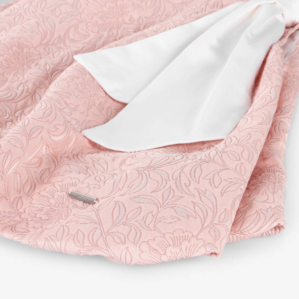 Jessie and James London-Girls Pink Jacquard Dress with Oversized Bow | Childrensalon Outlet