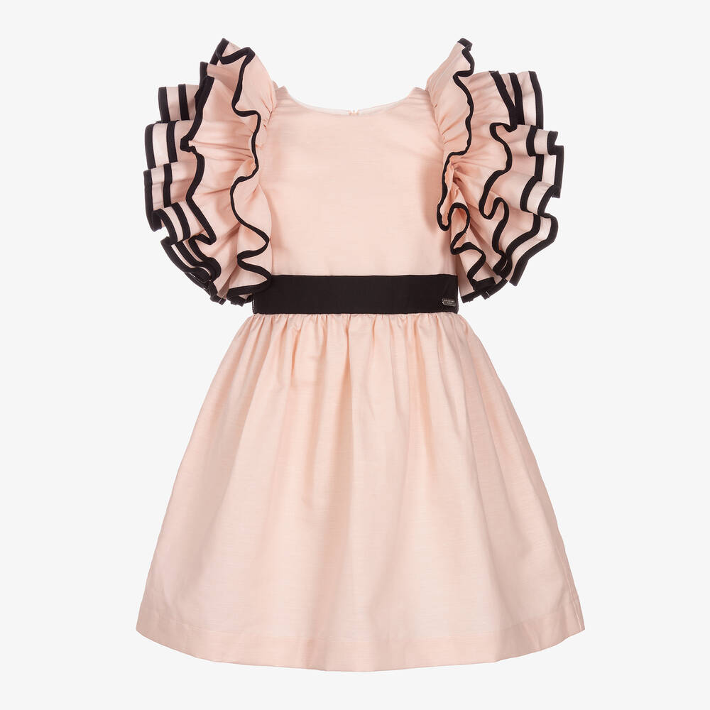 Jessie and James London - Girls Pink Ruffle Sleeve Dress | Childrensalon