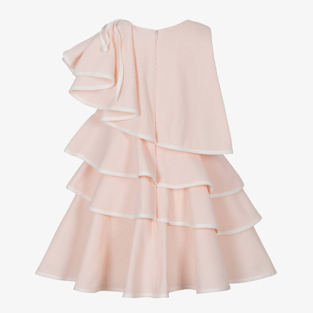 Jessie and James London-فستان وردي غير متماثل للبنات مع كشكشات | Childrensalon Outlet