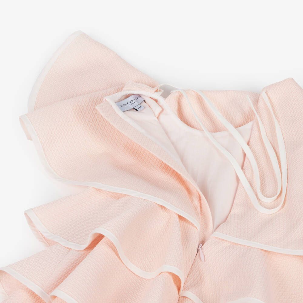 Jessie and James London-فستان وردي غير متماثل للبنات مع كشكشات | Childrensalon Outlet