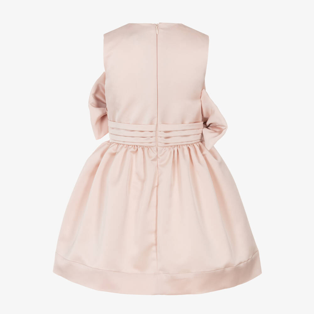 Jessie and James London-Girls Pink Satin Dress with Bow Appliqués | Childrensalon Outlet