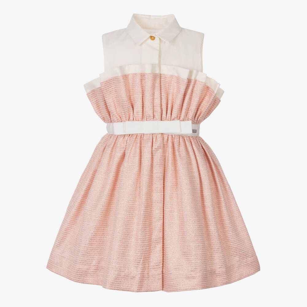 Jessie and James London-Girls Pink Striped Cotton Dress | Childrensalon Outlet
