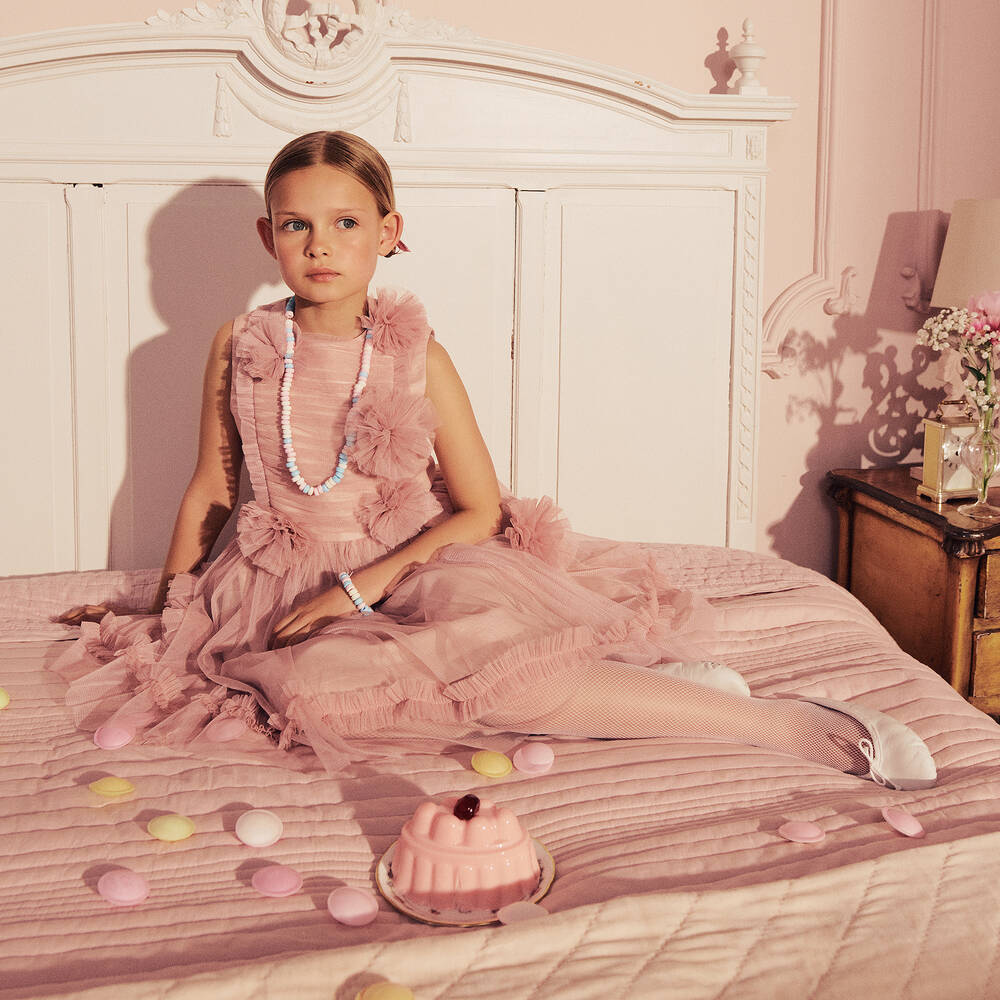Jessie and James London-Girls Pink Tulle Flower Dress | Childrensalon Outlet