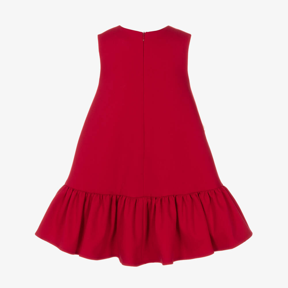 Jessie and James London-Girls Red Cotton Twill 3D Flower Dress | Childrensalon Outlet