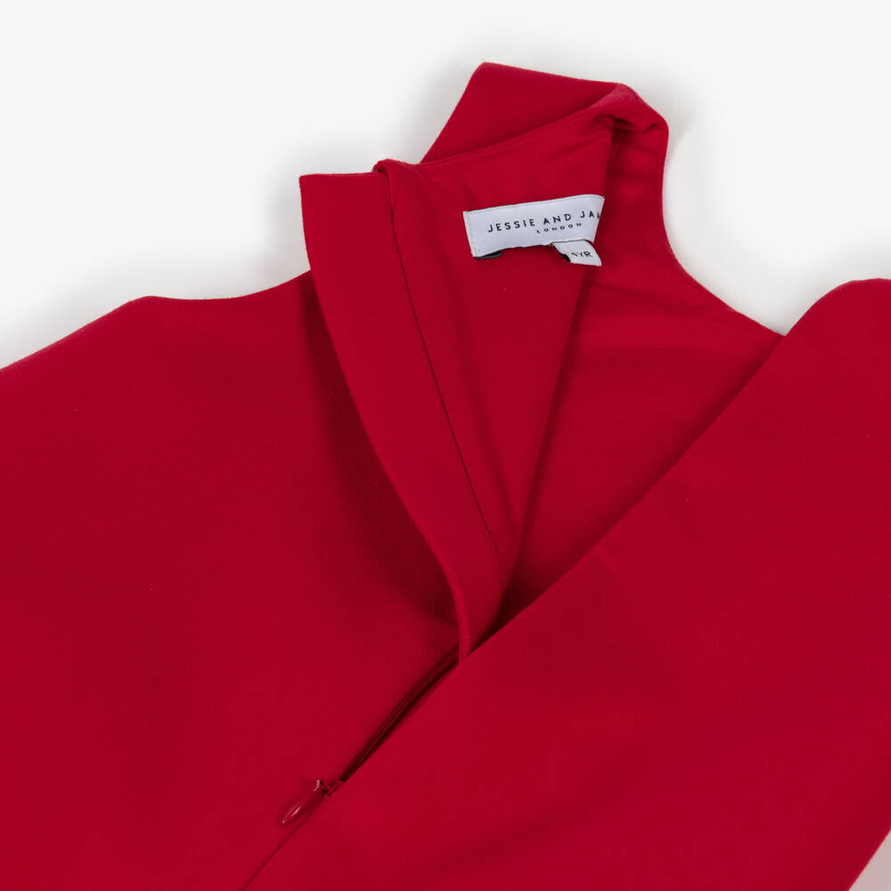 Jessie and James London-Girls Red Cotton Twill 3D Flower Dress | Childrensalon Outlet