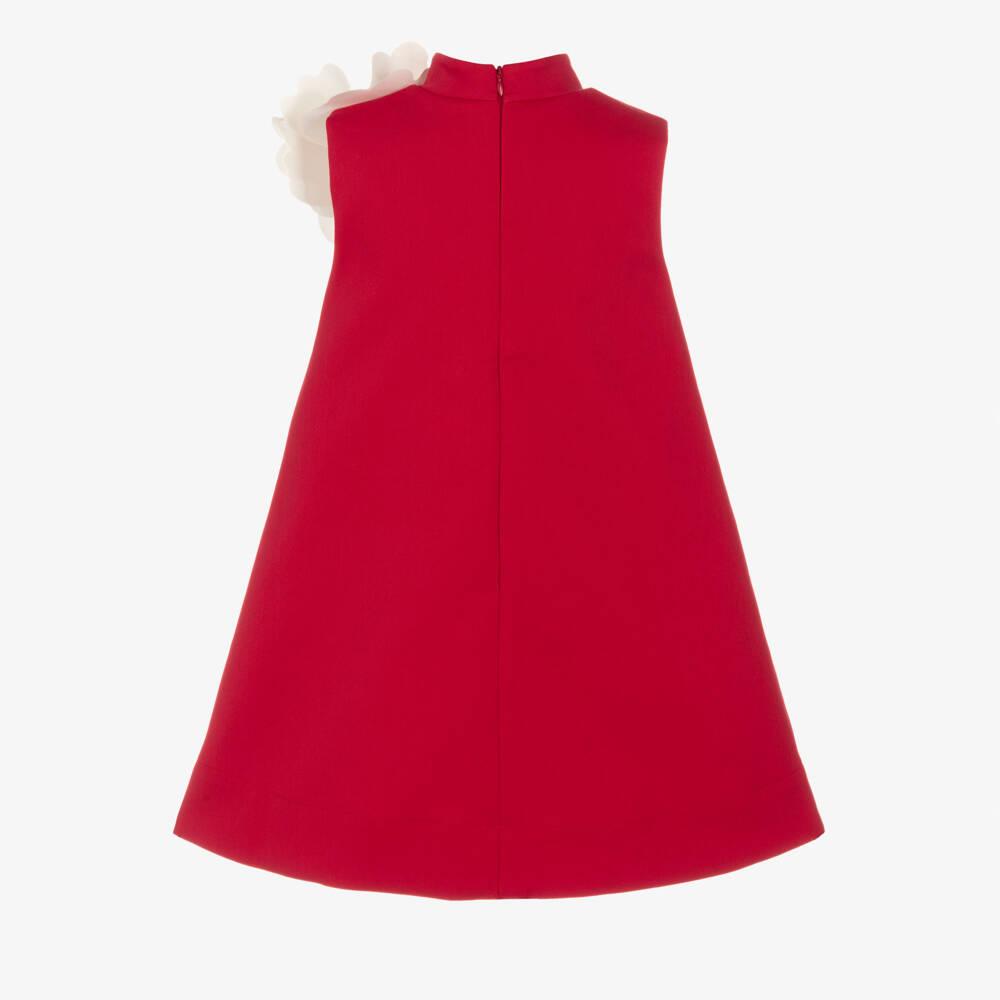 Jessie and James London-Girls Red & Ivory Satin Flower Sleeveless Dress | Childrensalon Outlet