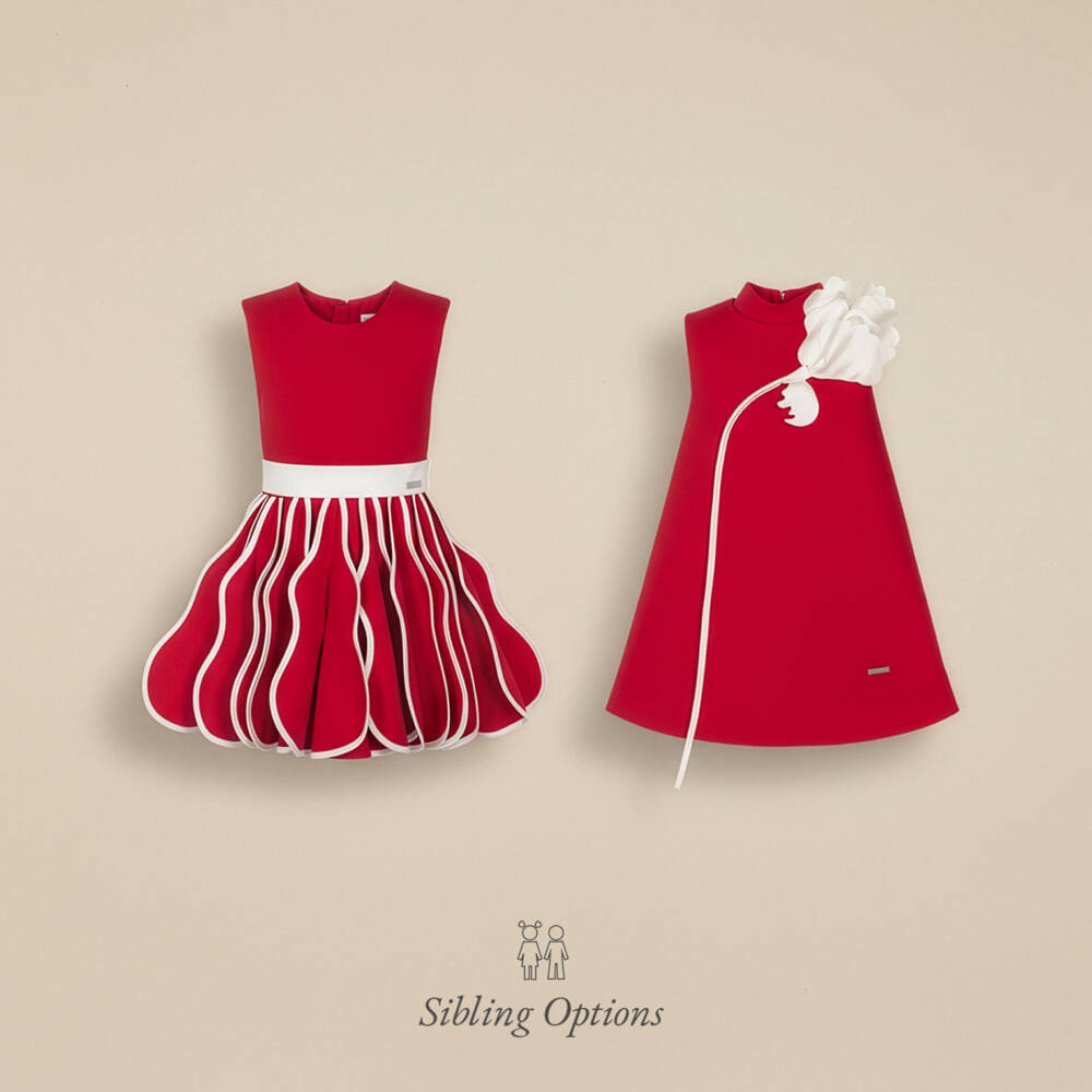 Jessie and James London-Girls Red & Ivory Satin Flower Sleeveless Dress | Childrensalon Outlet