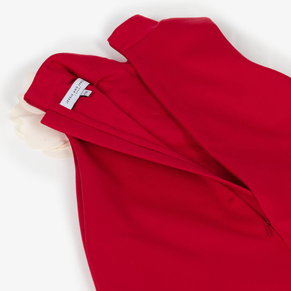 Jessie and James London-Girls Red & Ivory Satin Flower Sleeveless Dress | Childrensalon Outlet