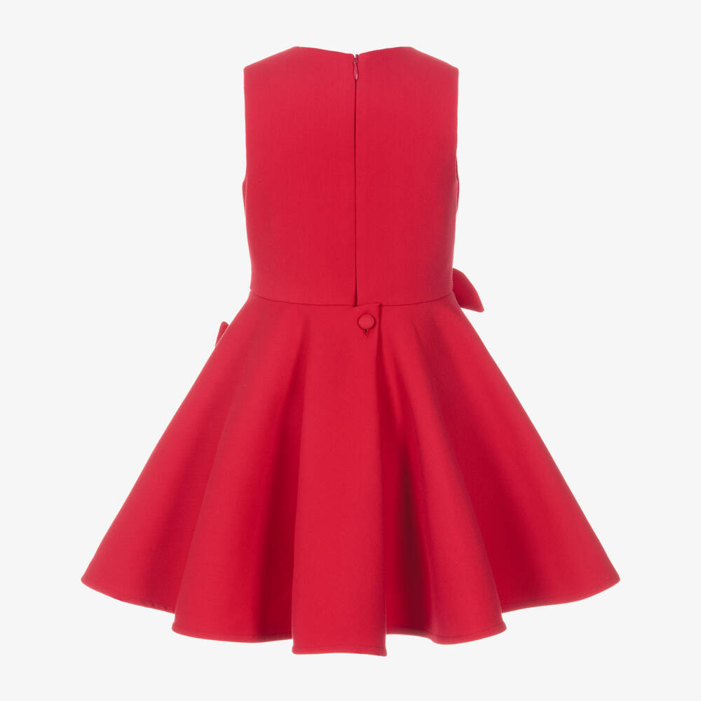 Jessie and James London-Girls Red Jersey Dress with White Floral Appliqués | Childrensalon Outlet