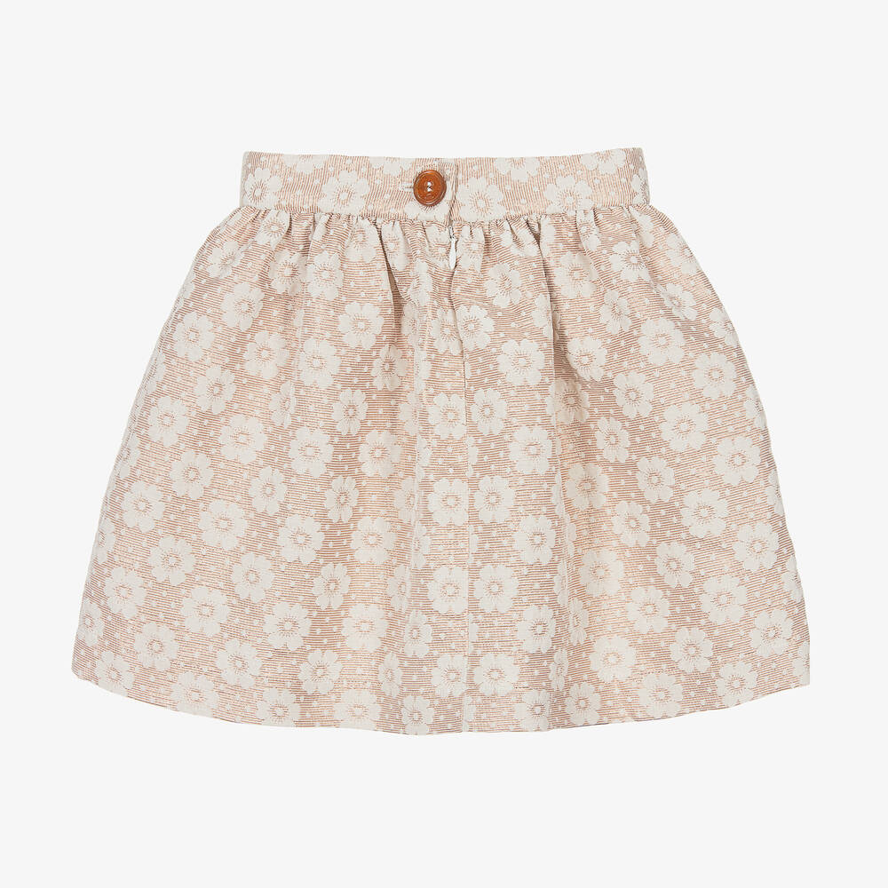 Jessie and James London-Girls Rose Gold Floral Jacquard Skirt | Childrensalon Outlet