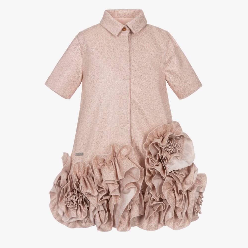 Jessie and James London-Girls Rosette-Embellished Pink Frock | Childrensalon Outlet
