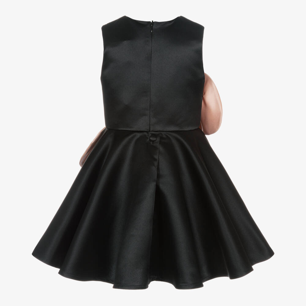 Jessie and James London-Girls Satin Black Floral Delight Dress | Childrensalon Outlet