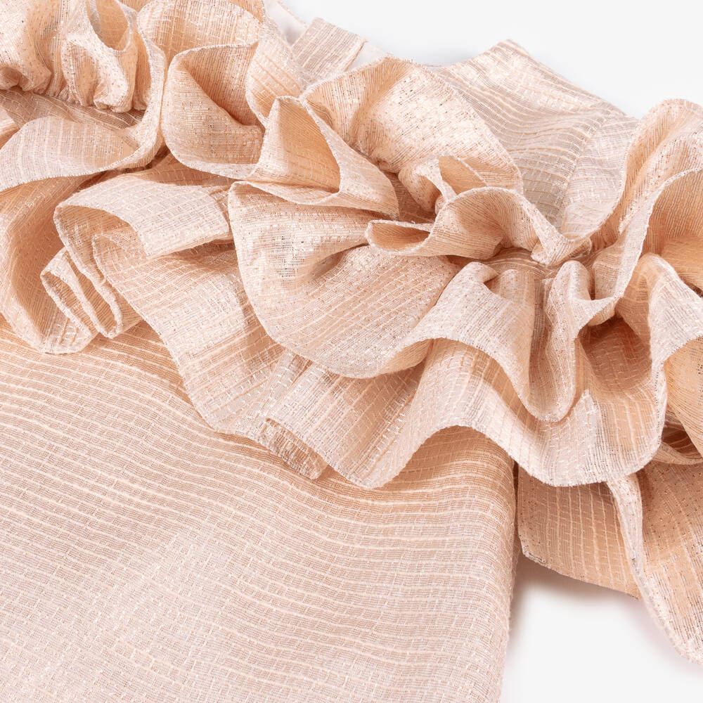 Jessie and James London-Girls Shimmering Pink Ruffle Dress | Childrensalon Outlet