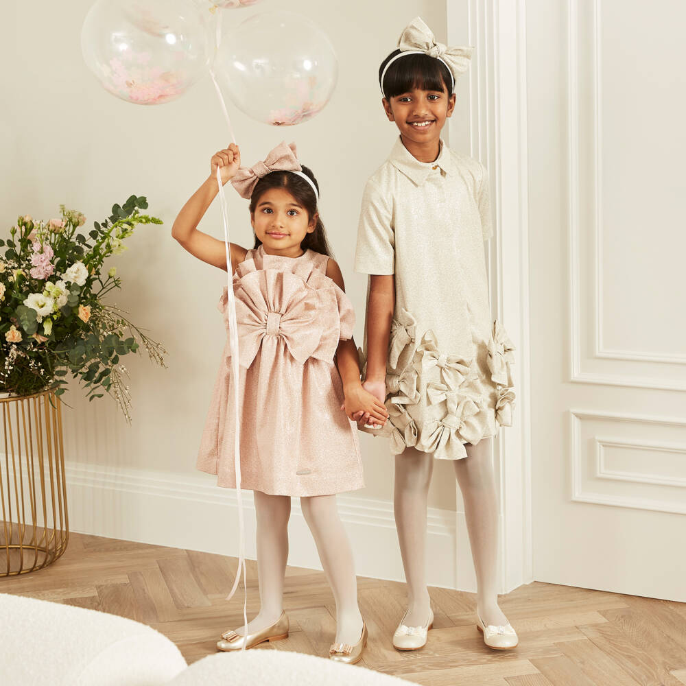 Jessie and James London-Girls Shimmering Rosette Gown | Childrensalon Outlet