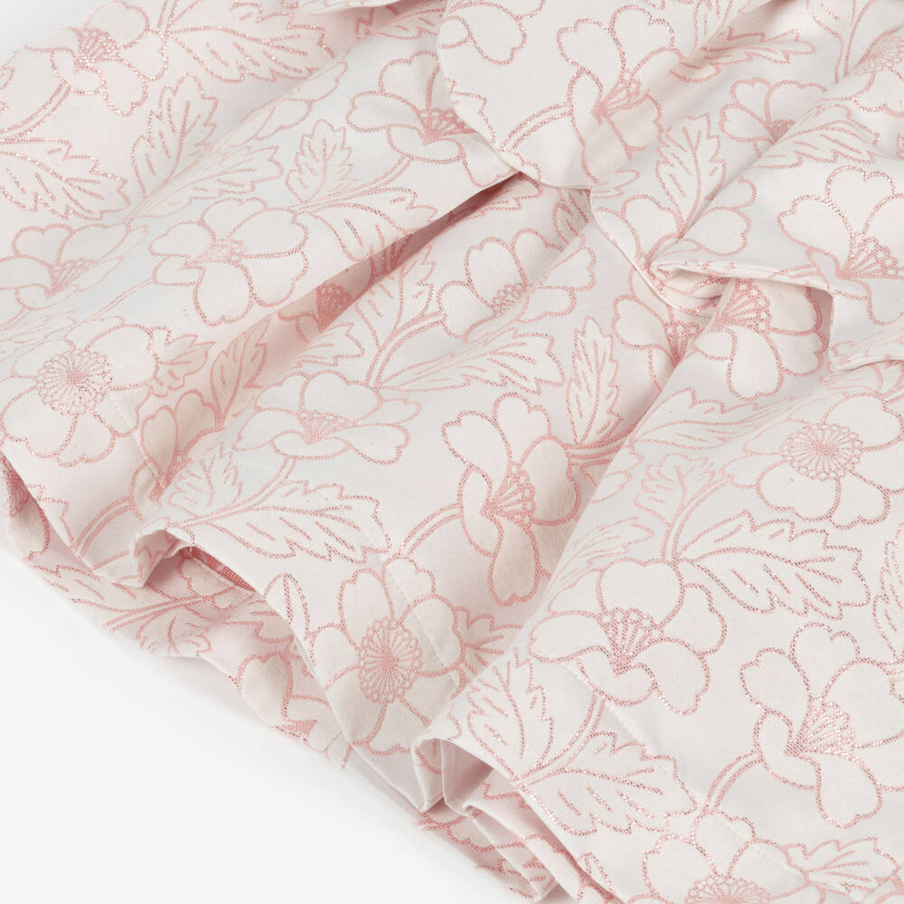 Jessie and James London-Girls Shimmery Pink Floral Jacquard Scalloped Dress | Childrensalon Outlet